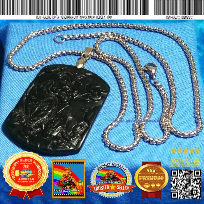 Kalung Rantai Kesehatan Liontin Giok Macan Model 1 Hitam