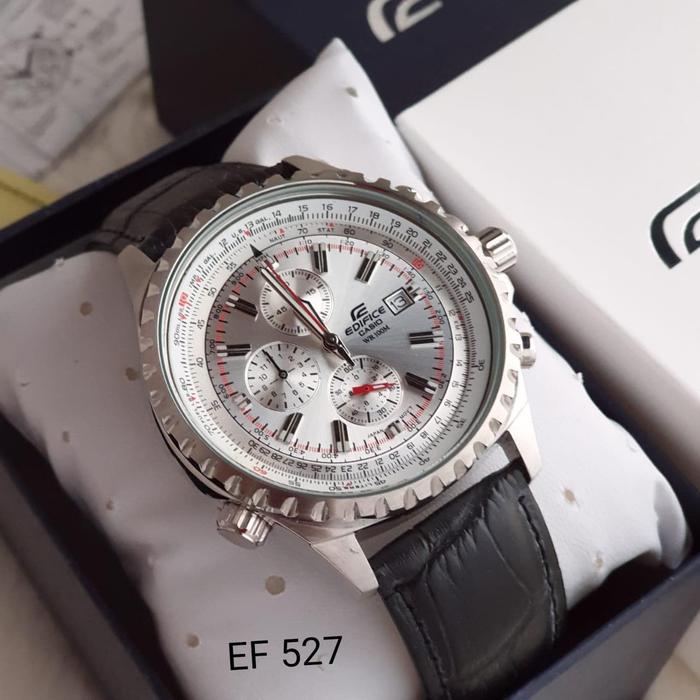 Jam Tangan Pria Merek Edifice EFR527 EFR 527 Kulit Ori BM Fullset 46mm