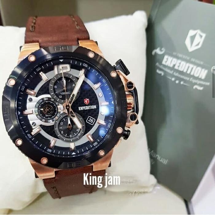 Jam Tangan Pria Expedition E 6751 / E6751 Original Brown Rosegold