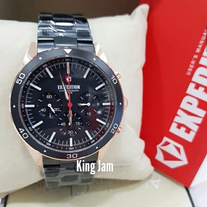 Jam Tangan Pria Expedition E-6791/ E 6791 Original Black Rosegold