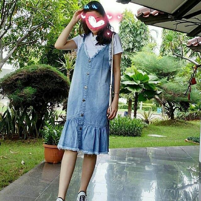 Overall dress denim, terusan overall denim