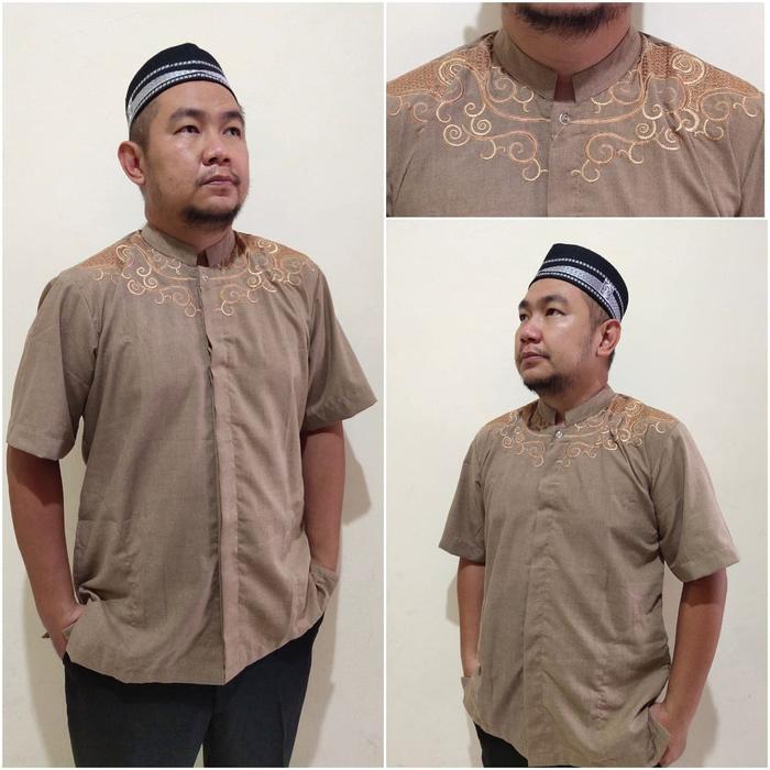SALE Israel Baju Koko Lengan Pendek Atasan Pria Bahan Katun Supernova Ukuran M L XL Trendy Murah Ban