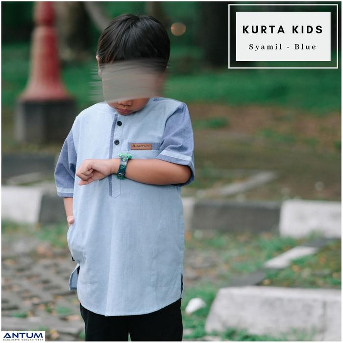 Antum Exclusive Moslem Wear Kurta Kids Syamil XS-XL Bahan Stanford Halus Dingin Kombinasi 2 Warna Ka