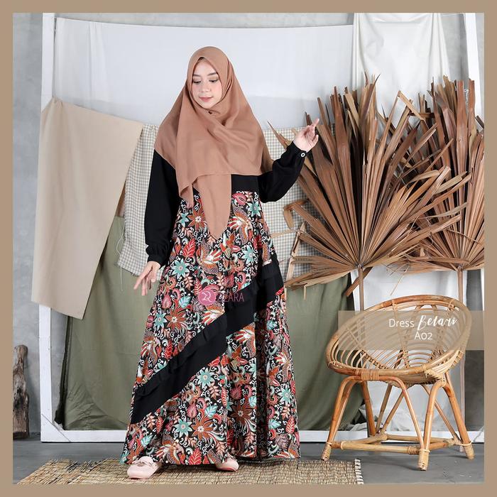 ZIZARA BETARI DRESS A02 BLACK GAMIS BATIK BISA COUPLE BATARAJUNA