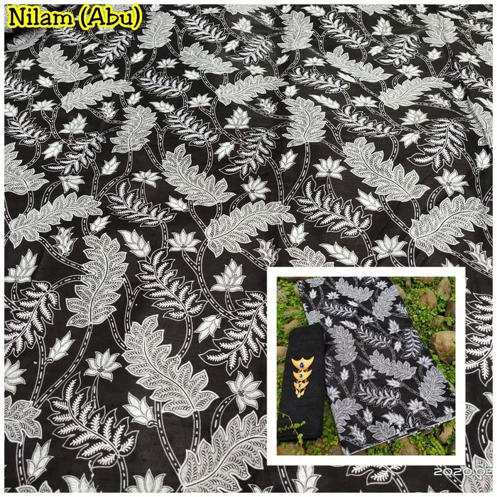 Kain Batik Daun Nilam Abu