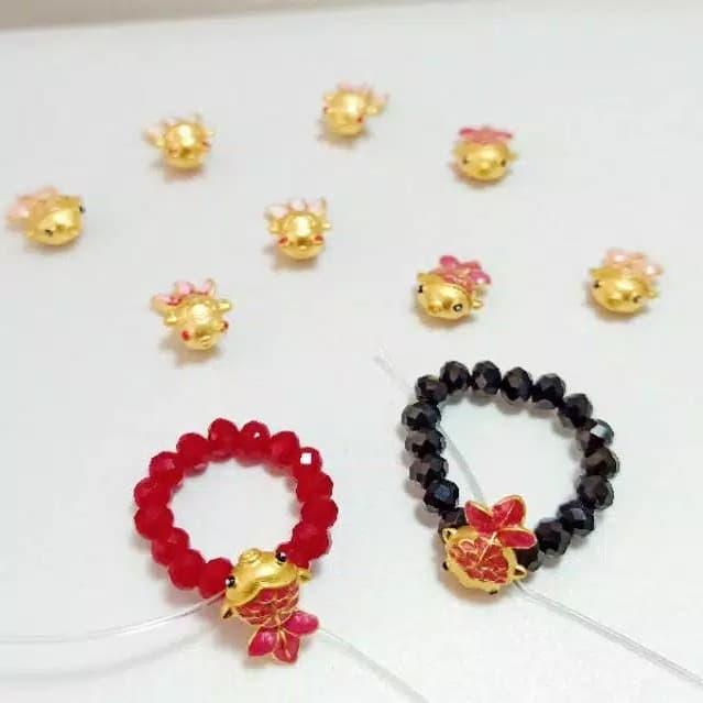 cincin ikan koi rejeki warna emas hongkong HK  ORIGINAL Kristal Rings