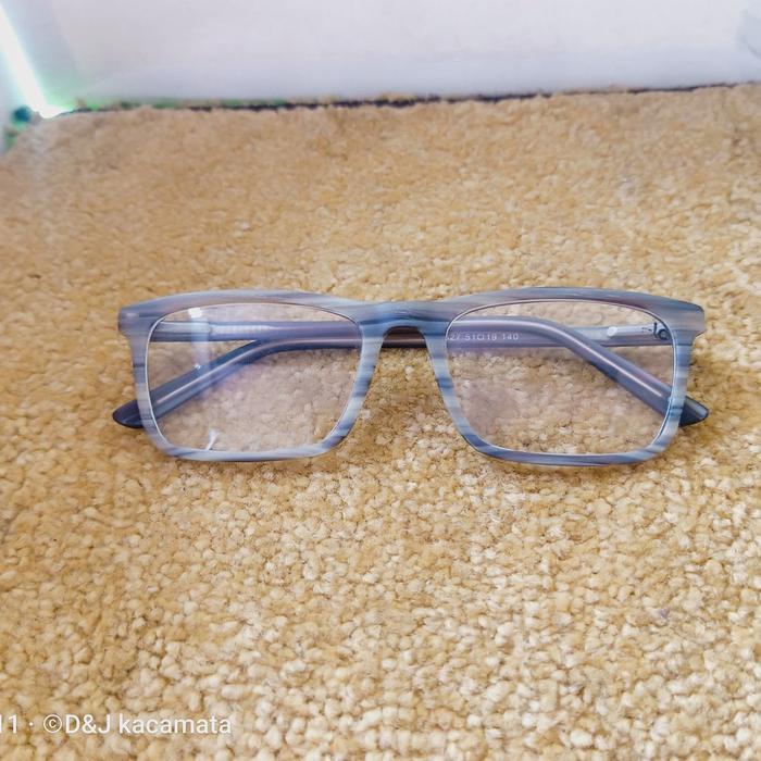 kacamata kotak motif kayu seri 1327 51-19-140 free lensa