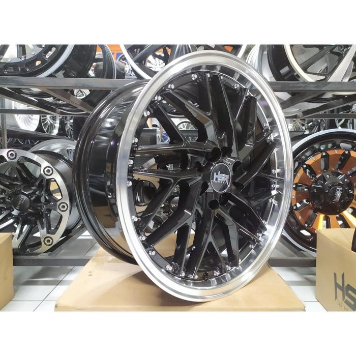 Velg SEPULU HSR Ring 17 Black Machine Lips Untuk Jazz Swift Mazda2 Dll