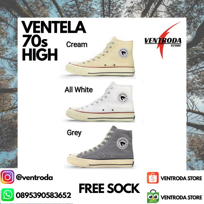 Sepatu Sneakers Ventela BTS / Back to 70s High Cream, All White, Grey