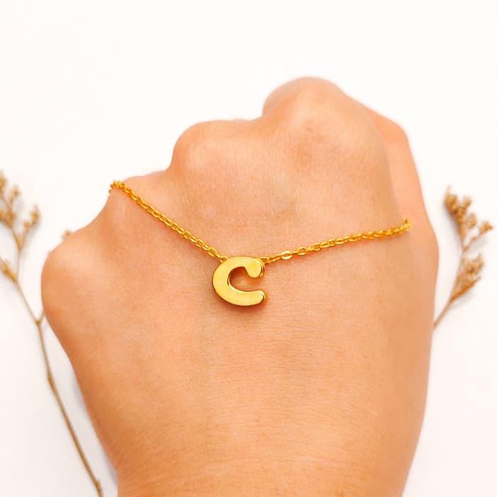 Murah Set kalung liontin nagita huruf C emas asli Elegan
