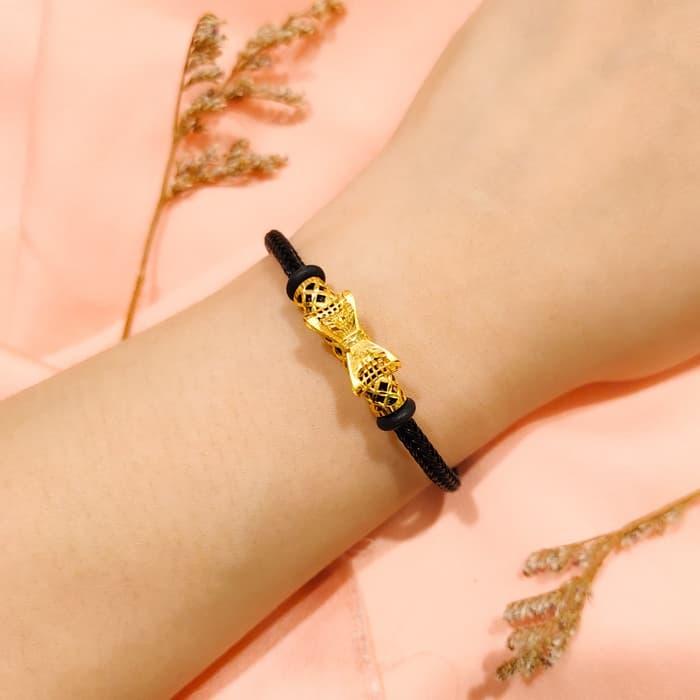 Terlaris Gelang pandora model pita elegant emas asli Keren