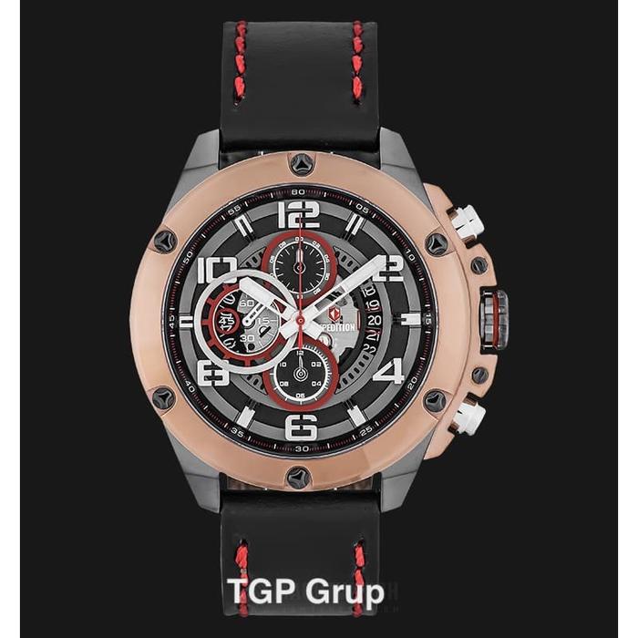 Expedition E 6752 M C LGRBA Man Chronograph Black Dial Black Leather