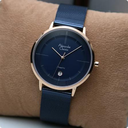 Jam Tangan Pria Alexandre Christie AC 8627 Original - Blue Rosegold