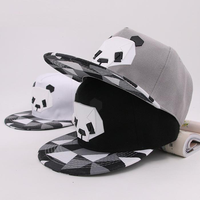 Topi Baseball Snapback Motif Kartun Panda 3D Bahan Silikon untuk Pria