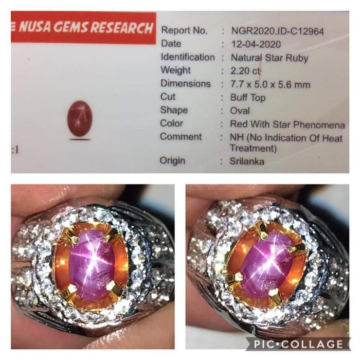 RARE. NO HEAT RUBY STAR SRILANKA NATURAL RUBY CEYLON