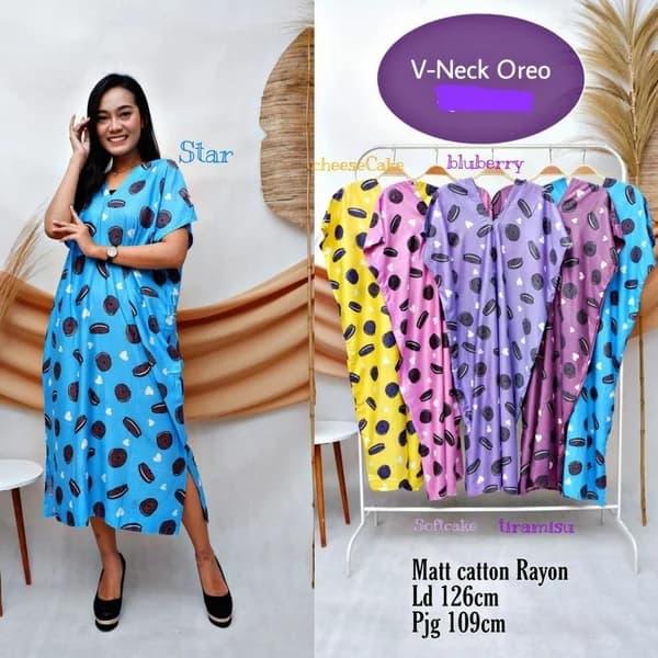 DASTER V - NECK OREO/DRESS VNECK BISKUIT/BAJU TIDUR/MODERN/MODIS/BUMIL