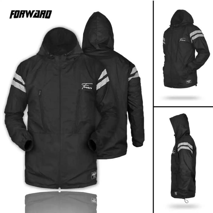 jaket parasut original forward hitam