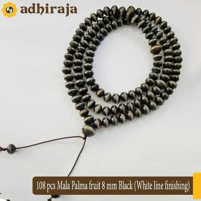 Tasbih buddha Palma fruit 8 mm 108pcs Black white line finishing