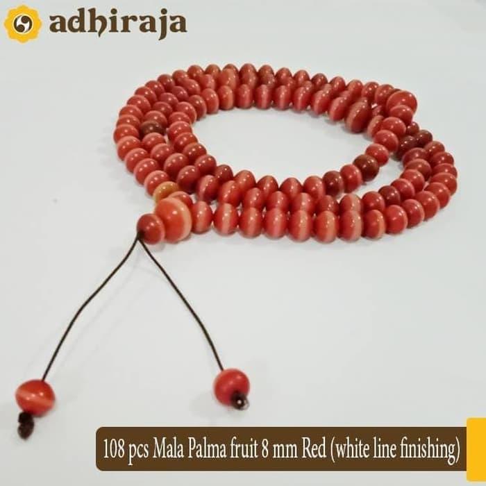 Tasbih buddha Palma fruit 8 mm 108pcs red white line finishing