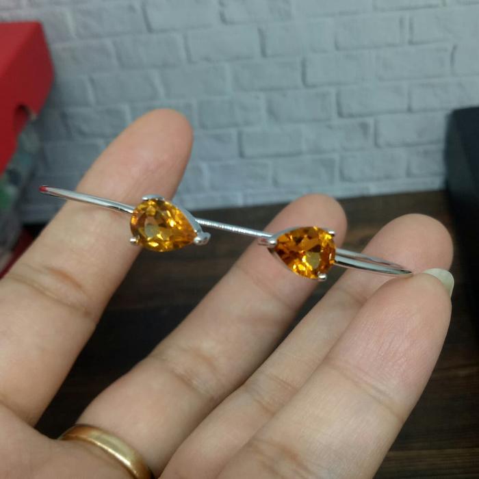 Gelang Bracelet bangle perak lapis emas batu Golden Citrine