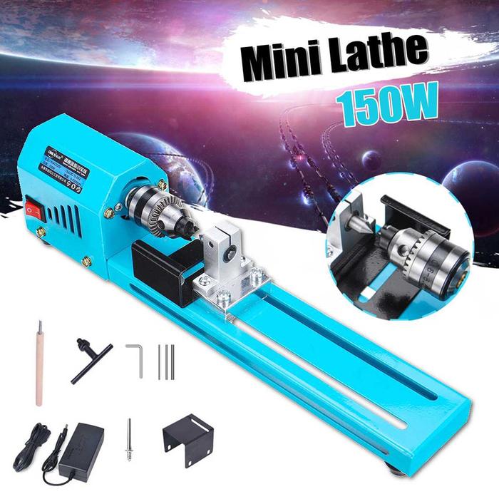 Mesin Bubut Kayu Mini Lathe Grinding Polisher DIY 150W - X707 - Blue