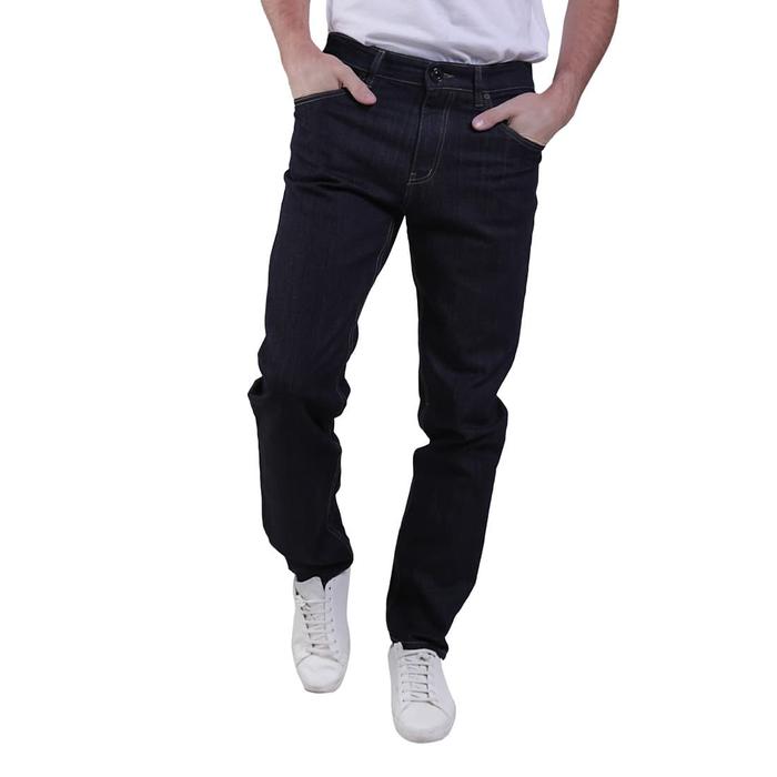 Celana Jeans Pria Panjang BOSS Warna Biru Garment (Raw Denim)