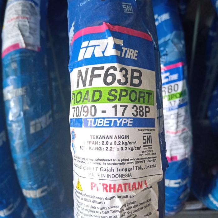Ban Luar Motor 17 Merk IRC, Ukuran 70/90-17 NF 63 B, Non Tubeless