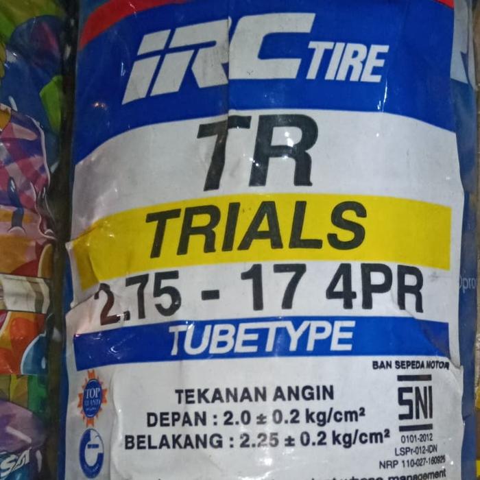 Ban Luar Motor Trail 17 IRC, Ukuran 275-17 TR Trials, Non Tubeless