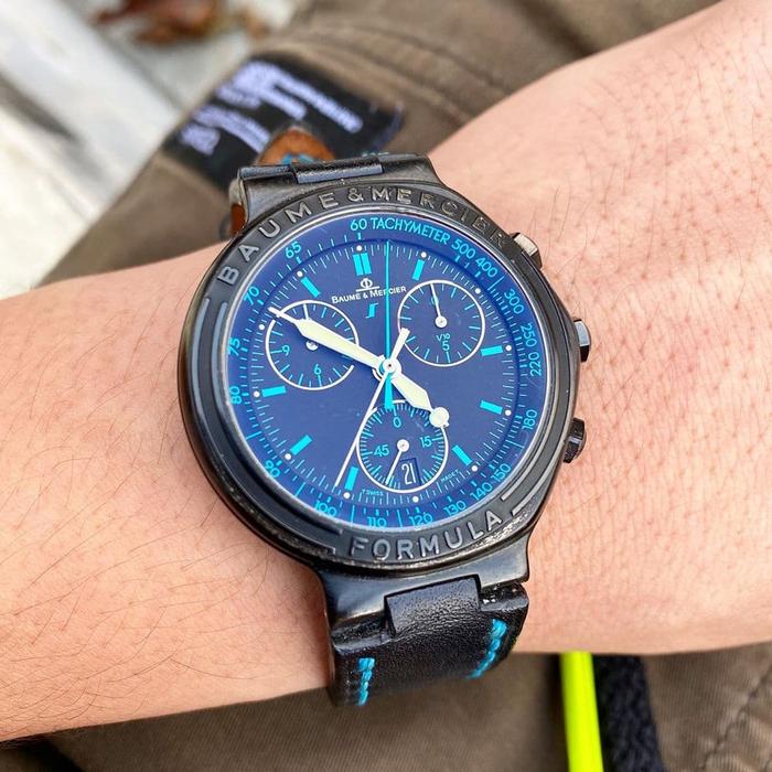 jam tangan original BAUME AND MERCIER FORMULA CHRONOGRAPH LANGKA RARE