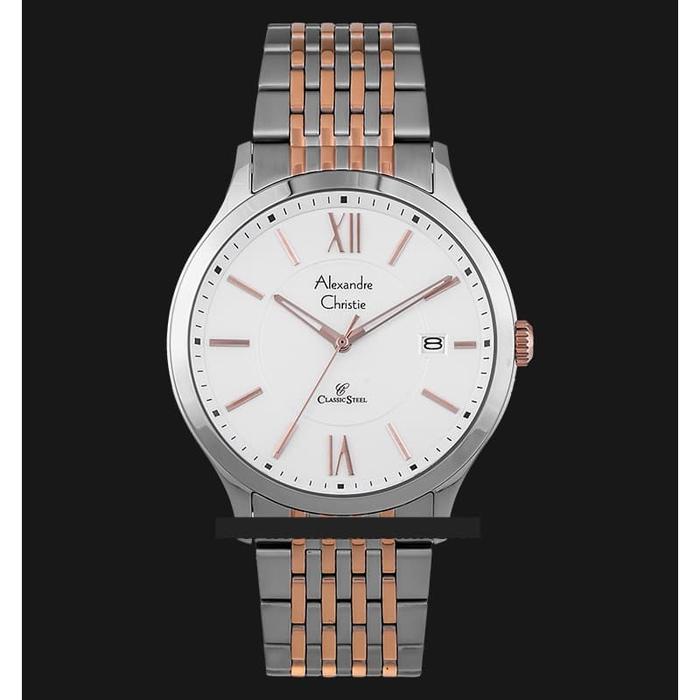 Alexandre Christie AC 8585 MD BTRSL Man Pria Silver Rosegold Stainless