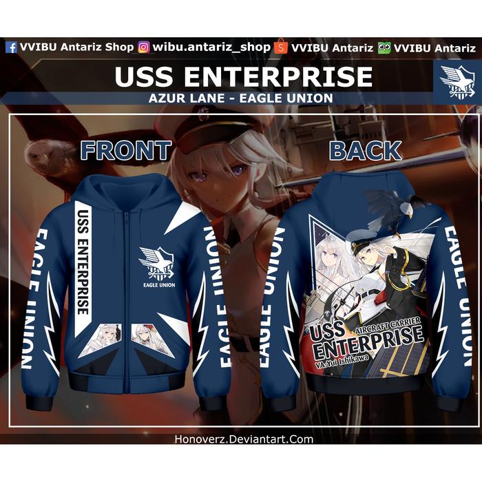 Jaket Hoodie Fullprint Anime Azur Lane USS Enterprise