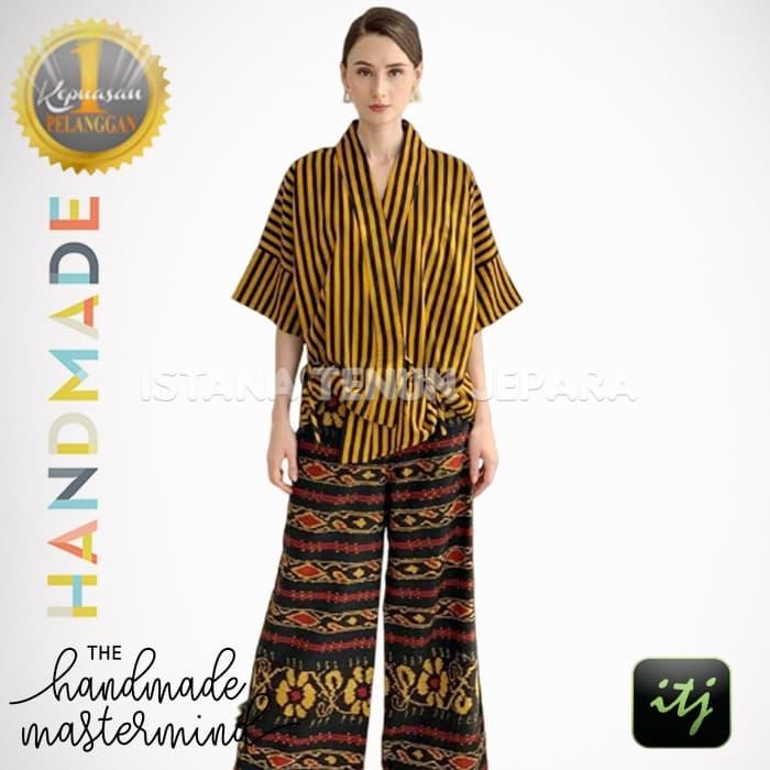 Baju setelan wanita jumbo Kain Tenun Troso Blanket Lurik