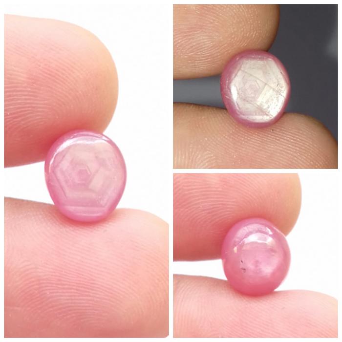 Batu Permata Natural Pink Ruby Star Mozambique / Birma Burma Motif 18