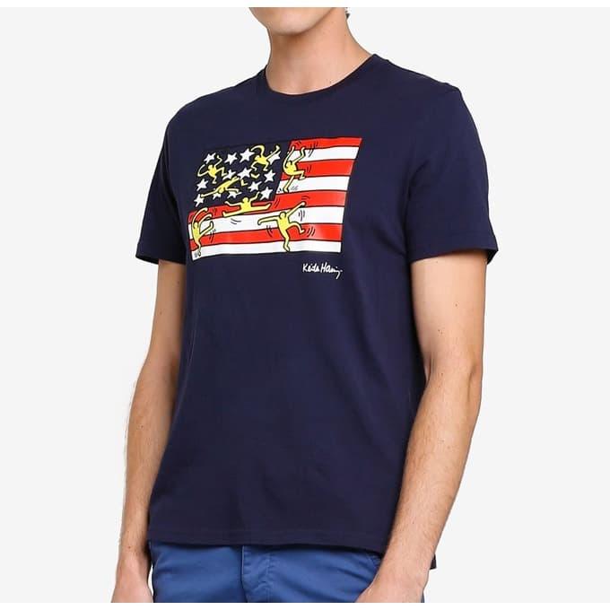 Kaos Keith Haring Flag OVS Navy Tee T-Shirt ORIGINAL