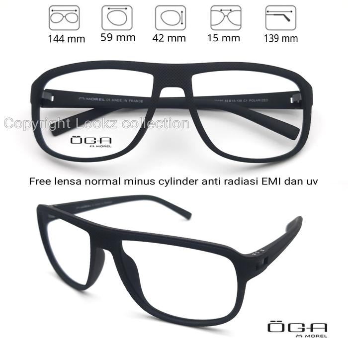 Frame kacamata Lebar OGA MOREL semi sport gratis lensa radiasi EMI