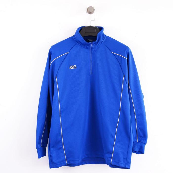 Jaket Pria asics Halfzip Blue Yellow ORIGINAL