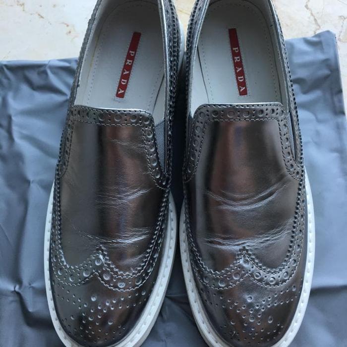 preloved Prada silver platform shoes