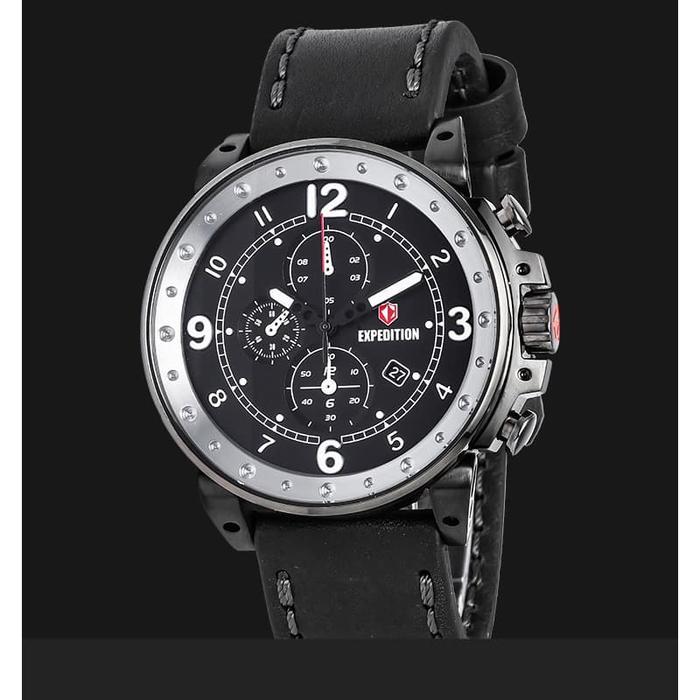 Expedition E 6681 MC LEPBA Man Black Dial Black Leather Strap