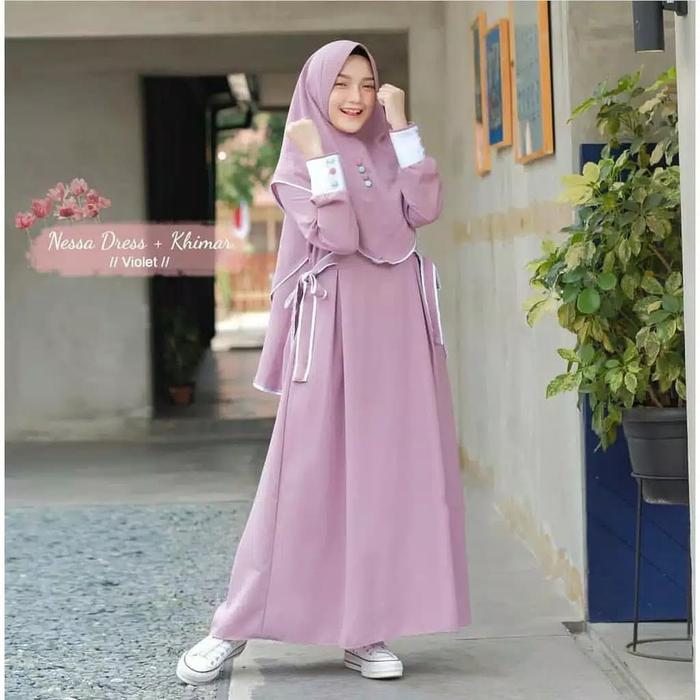 Nessa Dress + Khimar S M L XL FASHION MUSLIM TERBARU SYARI
