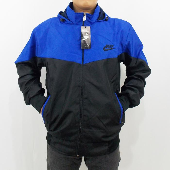 Jaket Nike Parasut Running Biru Hitam