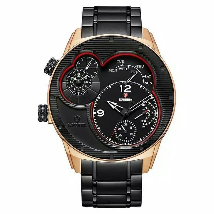 Jam tangan Pria Expedition 6737 black rosegold DUAL TIME