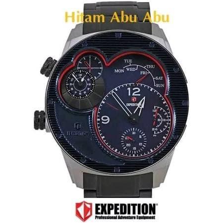 Jam tangan Pria Expedition 6737 silver black dial blue DUAL TIME