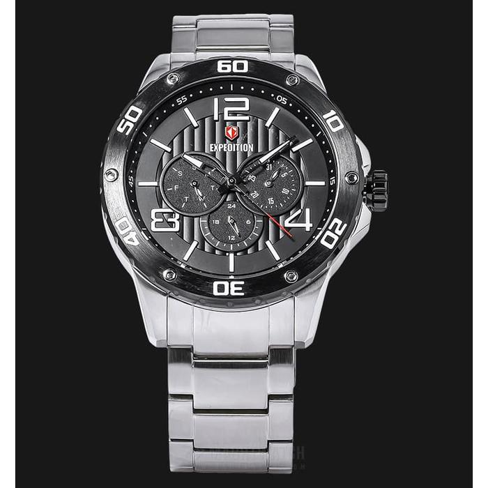 jam tangan pria Expedition 6719 Silver black sporty casual exp 6719