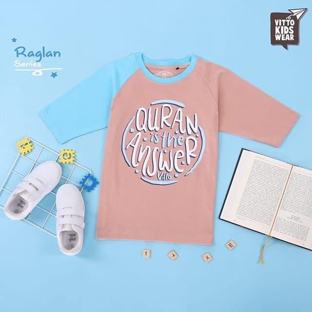 Kaos Anak Laki-laki & Perempuan Raglan by Vitto Kidswear Peach Quran