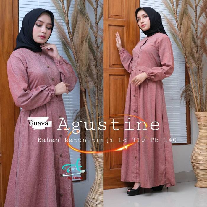 gamis dewasa katun polos agustine dress gamis muslimah