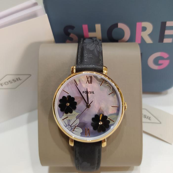Fossil Jam Tangan Wanita ES4535 Original Garansi Resmi Stainless Steel Case Leather Strap Water Resi