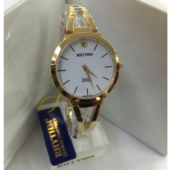 jam tangan wanita RHYTHM 1304 Gold L1501S01 SAPPHIRE
