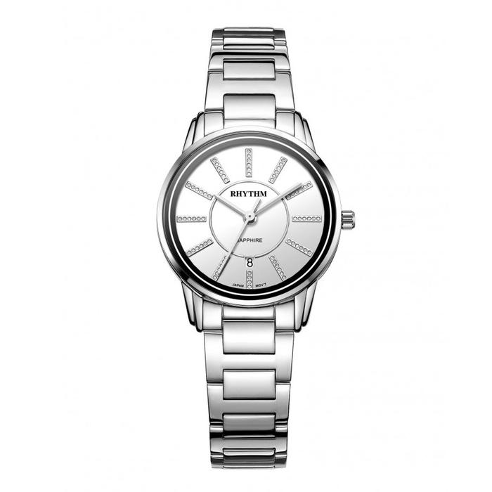 jam tangan wanita RHYTHM 1204 silver original G1204S SAPPHIRE