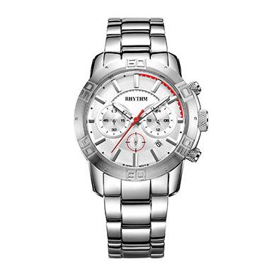 jam tangan pria RHYTHM 1402 silver Chronograph S1402S05
