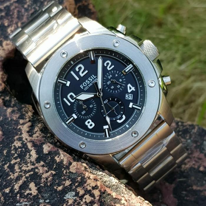Jam Tangan Pria Merek Fossil FS 4926 & FS4926 Silver Original BM 4.5cm